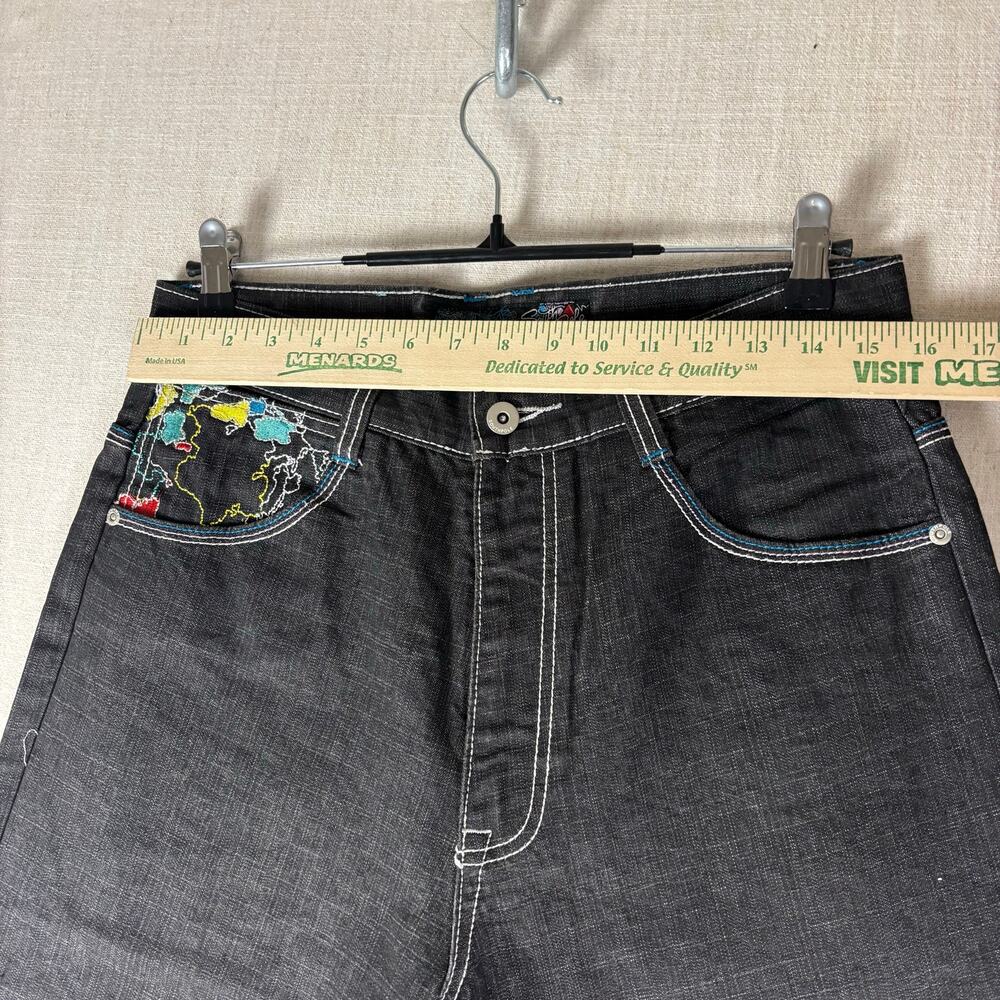 Southpole Y2K Baggy Skater Map Embroidered Sz 32 Denim Jeans - Picture 11 of 14